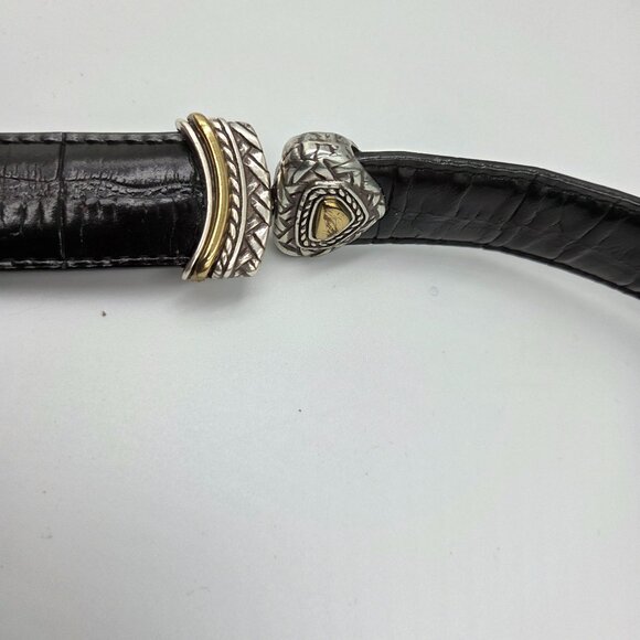 Brighton Belt Womens 28 Marcus Two Tone Black Brown Reversible Western - Picture 8 of 16